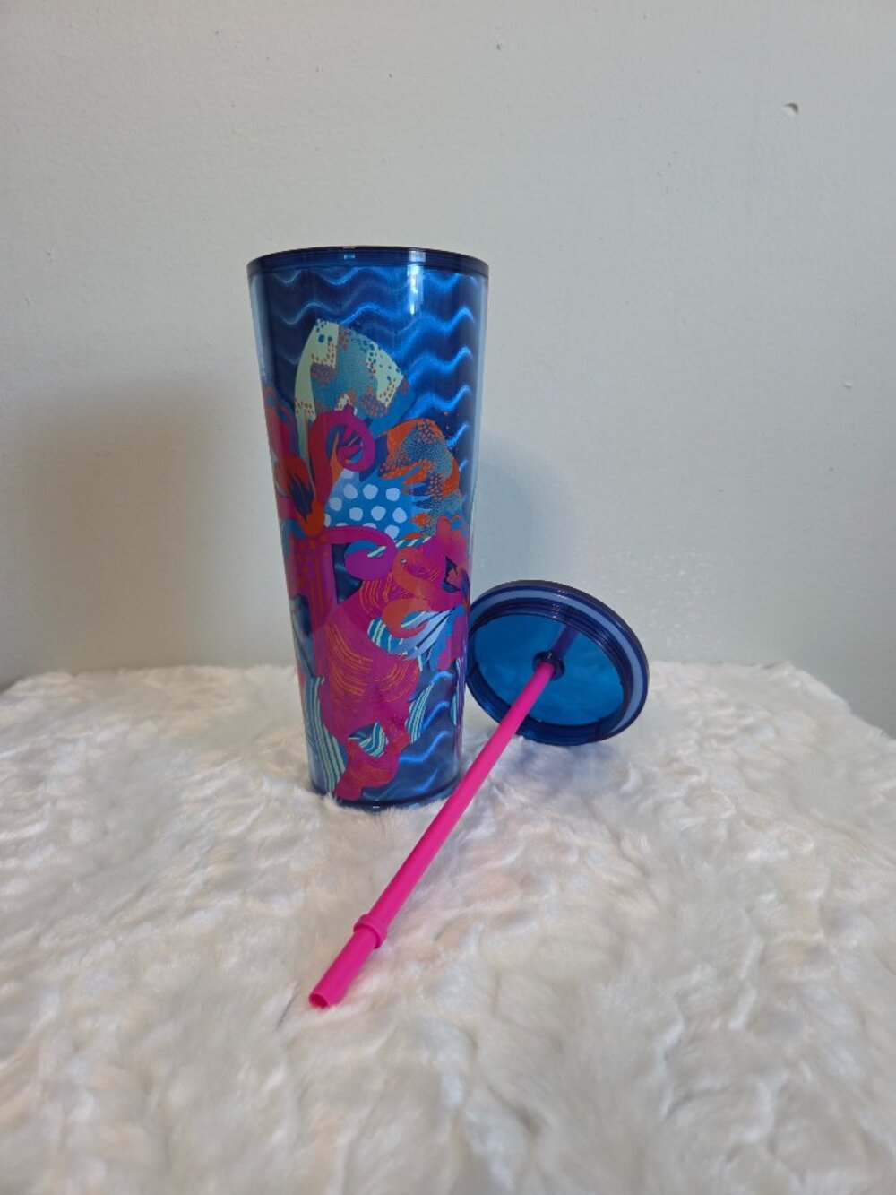 Starbucks 24oz Tumbler Summer 2024 Holographic Blue Waves Tropical Reef NWT